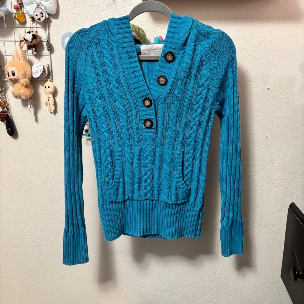 Y2K Aeropostale Knit Fairy Grunge Hooded Sweater Size Large